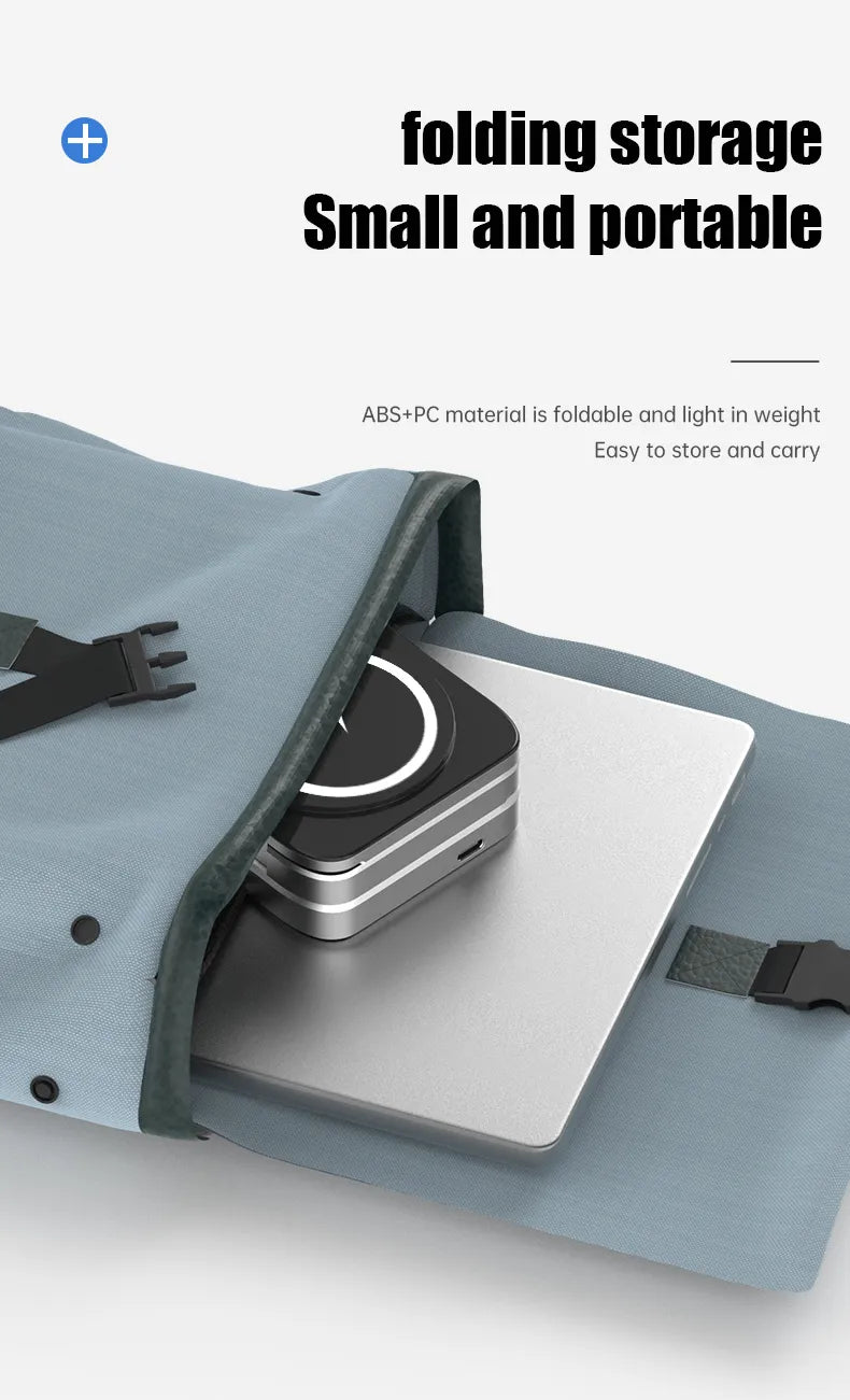 Draadloze oplader met sterke magnetische grip voor smartphone; snel & veilig 3-in-1 Qi laadstation.