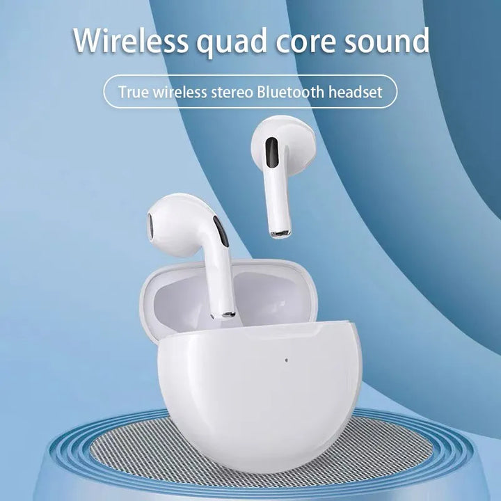 Set draadloze Bluetooth in-ears vanuit verschillende hoeken, modern design en comfortabel audio accessoire.
