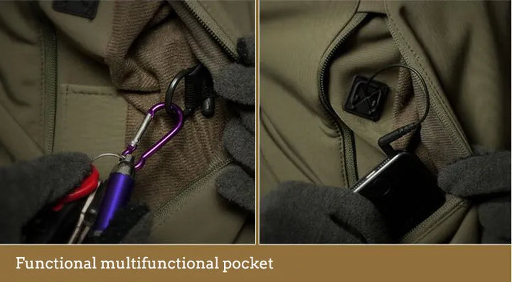 Duurzame en robuuste heren winterjas in militaire stijl, zeer warm voor koude outdoor avonturen.