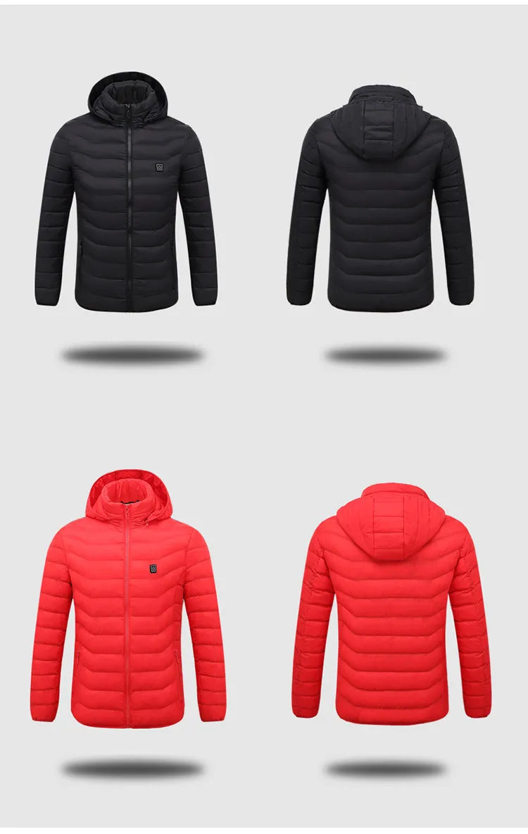 Slimme verwarmingsjas voor heren, optimaliseert warmte en comfort met USB-voeding.