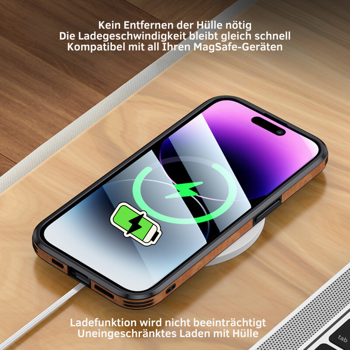 Duurzaam leren iPhone hoesje, schokbestendig en stijlvol, voor dagelijks gebruik.