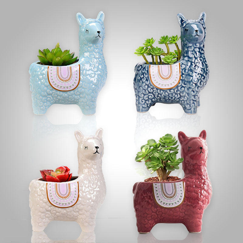 Decoratieve alpaca bloempot van porselein voor binnen, perfecte woondecoratie.