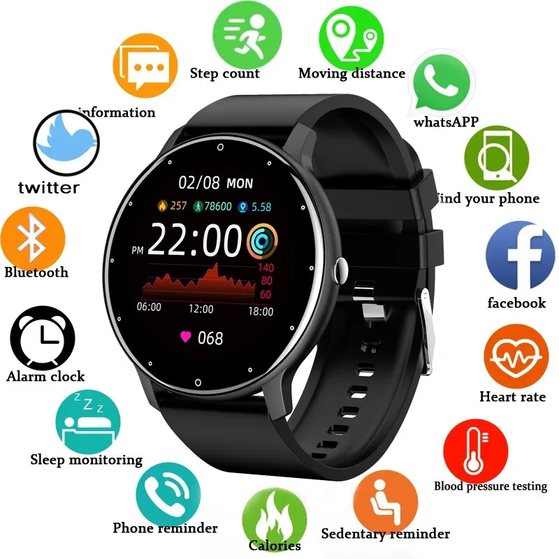 Unisex sportieve smartwatch met fitness & gezondheid tracker functionaliteiten, ideaal voor een actieve levensstijl.