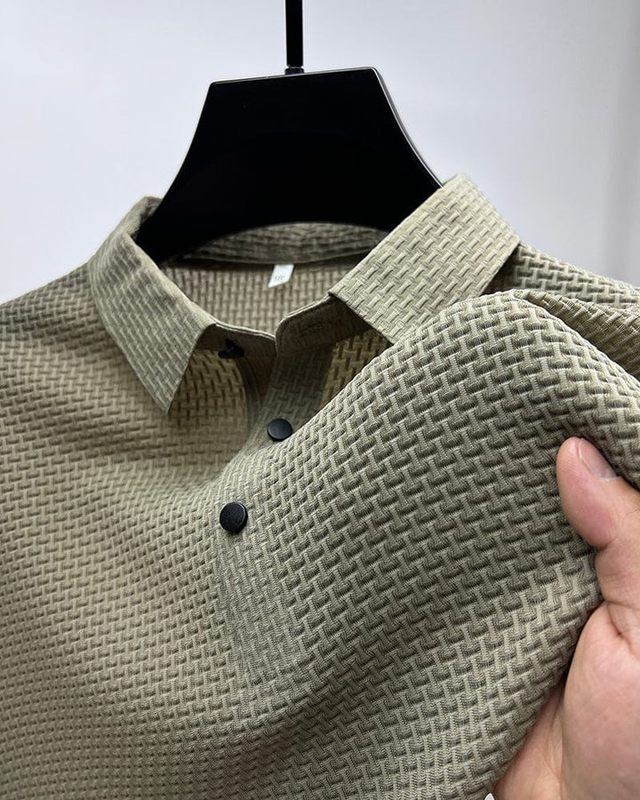 Stijlvolle herenpoloshirt met structuurstof, veelzijdig voor elke zomerse outfit.