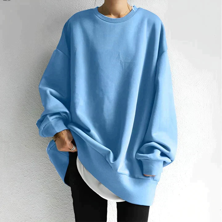 Zachte oversized damestrui voor comfort. Lange, ruime pasvorm voor diverse seizoenen en casual outfits.