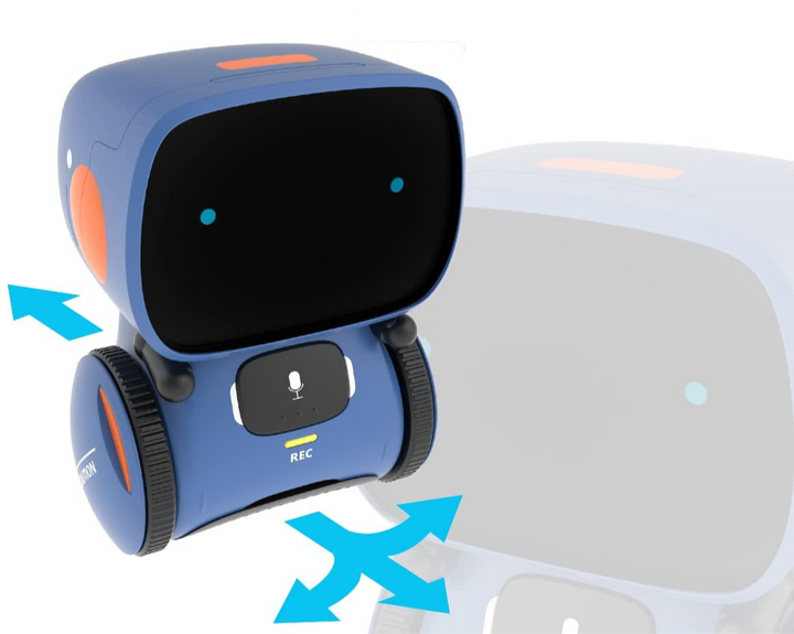 Populaire speelgoedrobot met stemopname en vrolijke dansbewegingen, ideaal voor jonge avonturiers.