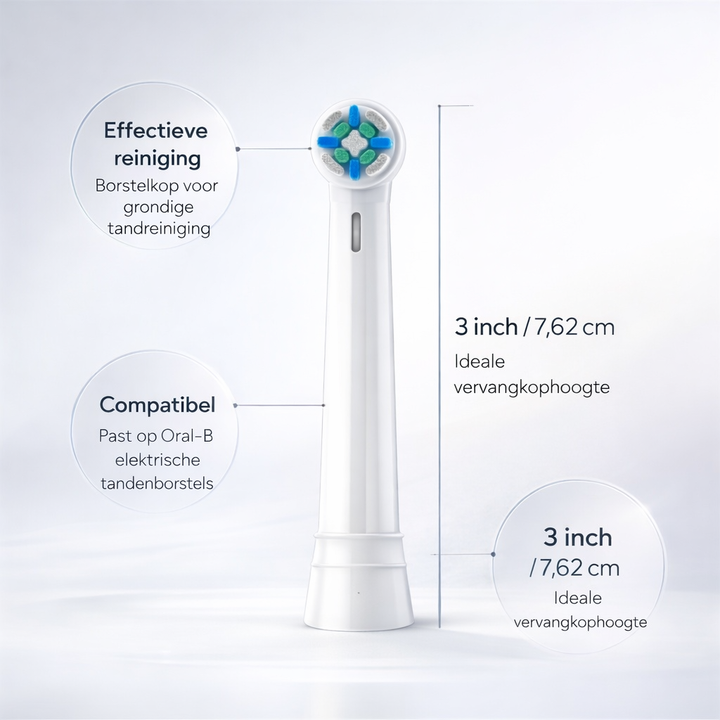 Frisse Oral-B iO tandenborstelkopjes in wit en zwart, voor hygiënisch dagelijks tandenpoetsen en gezonde tanden.