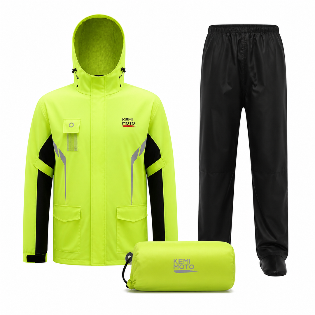 Unisex waterdicht regenpak, lichtgewicht en ademend, perfect voor outdoor activiteiten zoals fietsen en wandelen.