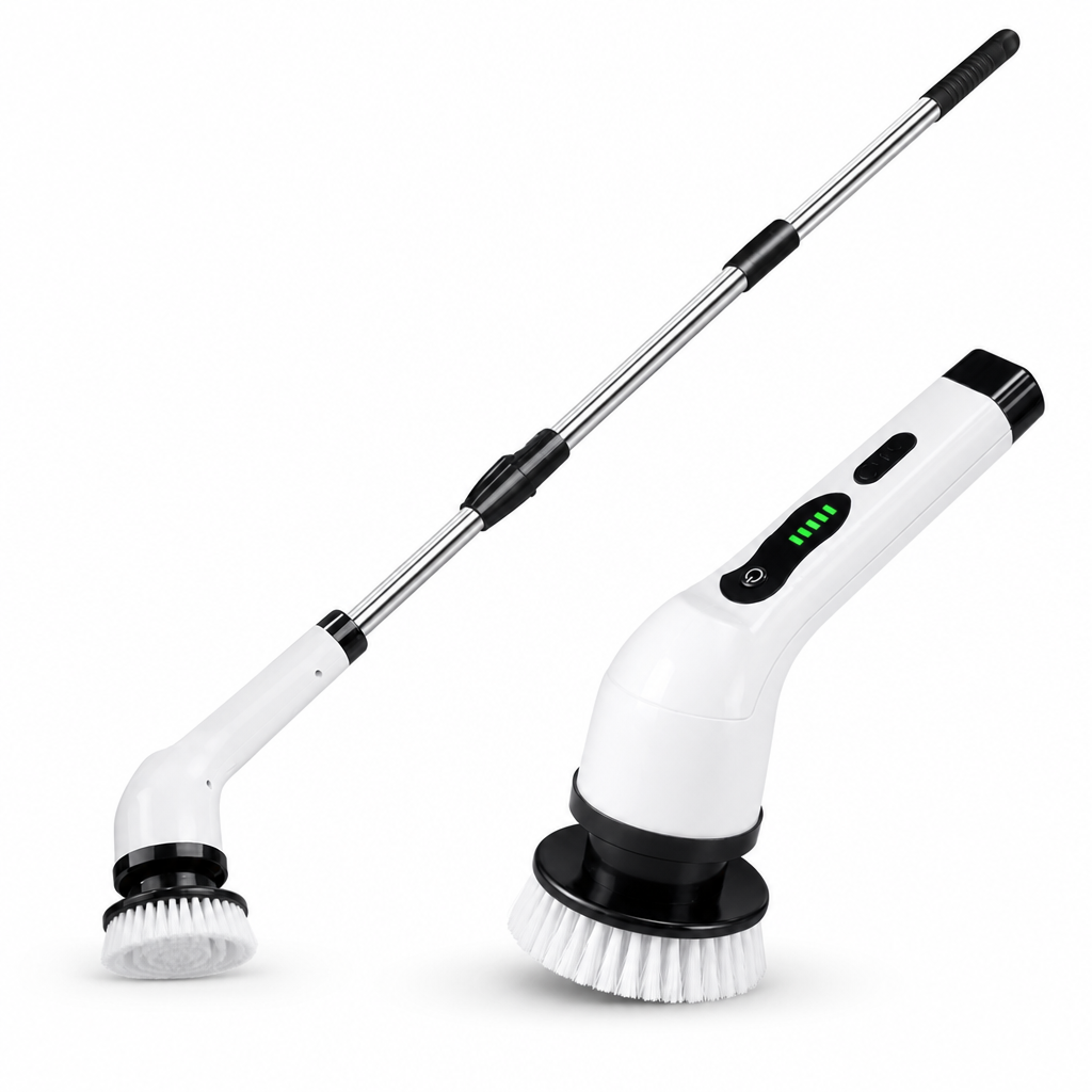Draadloze elektrische schoonmaakborstel voor moeiteloze reiniging van badkamer, keuken en toilet.