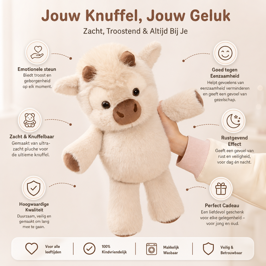 Grote 45 cm Hooglander koe knuffel. Zacht pluche knuffeldier, perfect als cadeau, speelgoed of kawaii decoratie.
