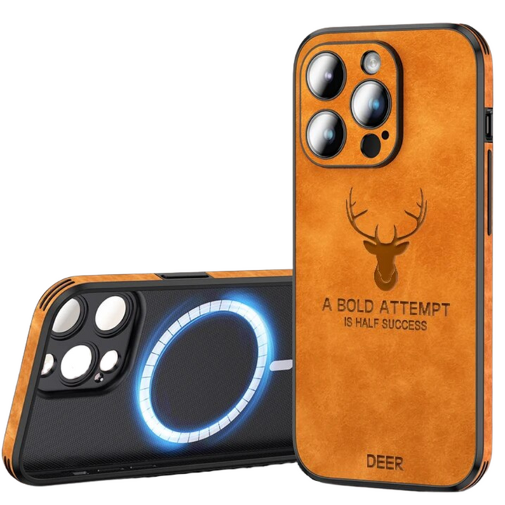 Leren beschermhoes voor iPhone, stijlvol, robuust en met een verfijnde uitstraling.