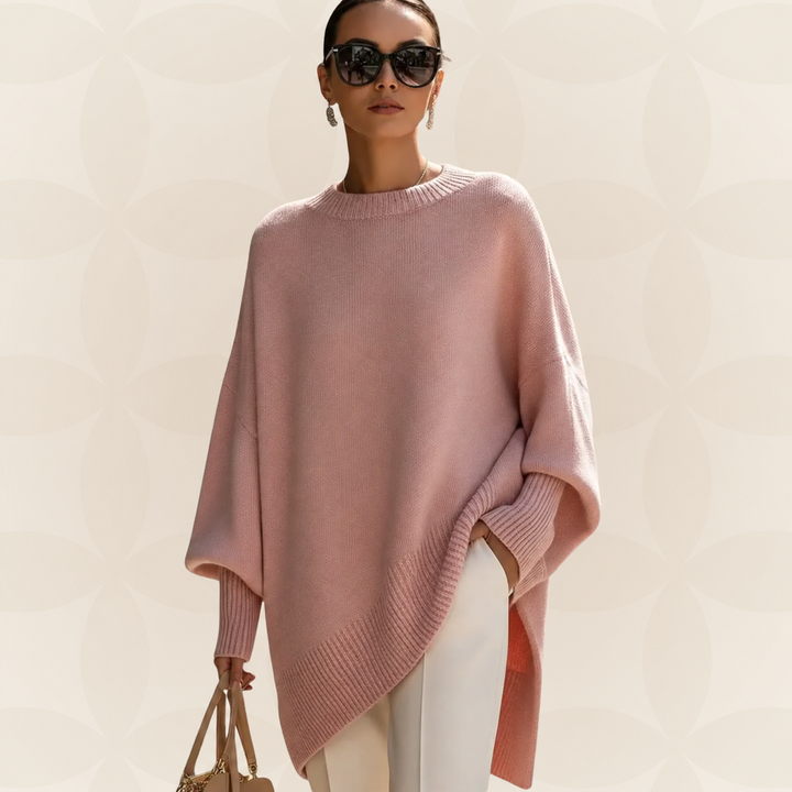 Elegante damessweater met batwing mouwen en ronde hals; chic en veelzijdig voor elke gelegenheid.