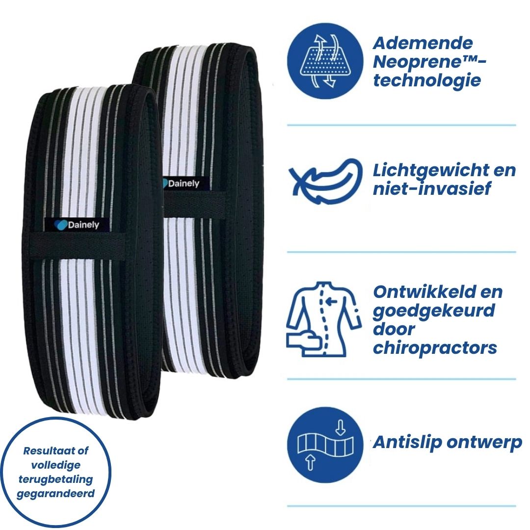 Model draagt FlexAlign lenden- en bekkengordel, toont discrete en effectieve rug- en bekkenondersteuning.