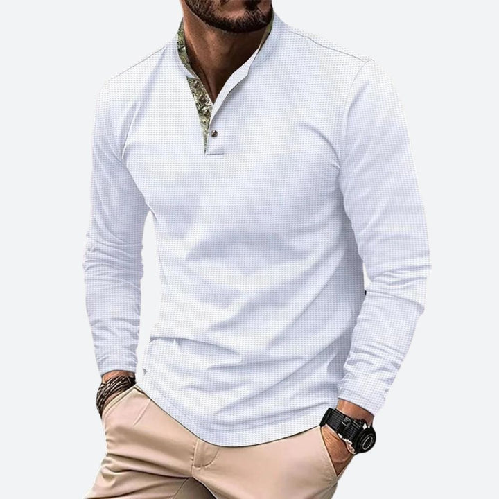 Heren poloshirt lange mouw, ademend en comfortabel voor zowel casual als smart casual gelegenheden.