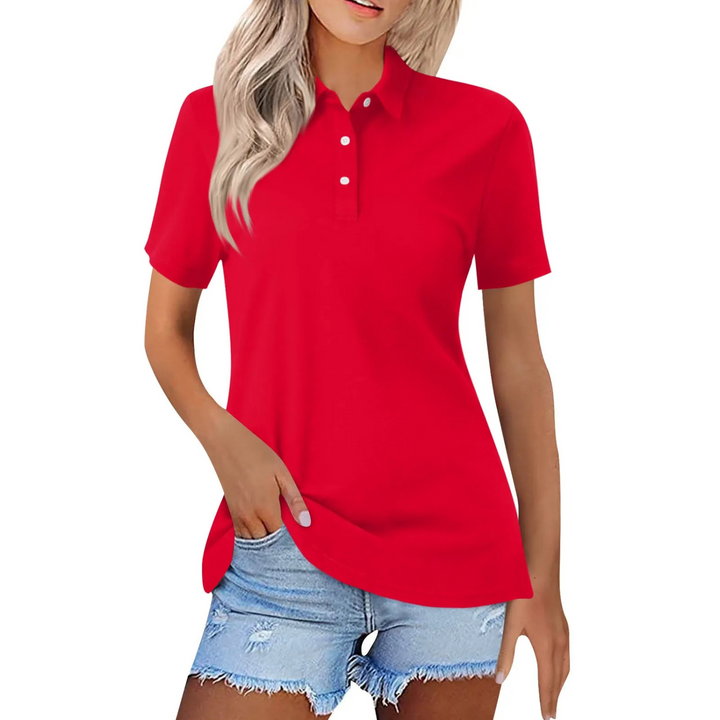 Dames poloshirt casual gestyled; comfortabele top voor dagelijks gebruik met korte mouwen.