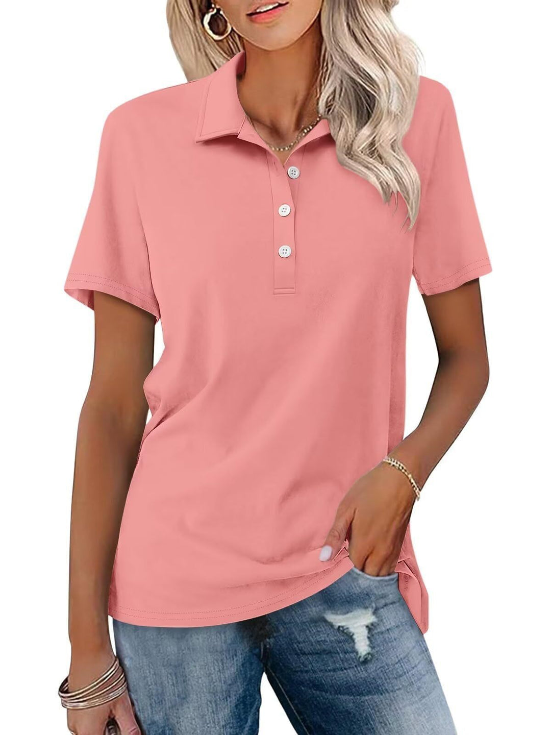 Comfortabel dames poloshirt van zachte stof; ideale top voor dagelijks gebruik, tijdloos design.