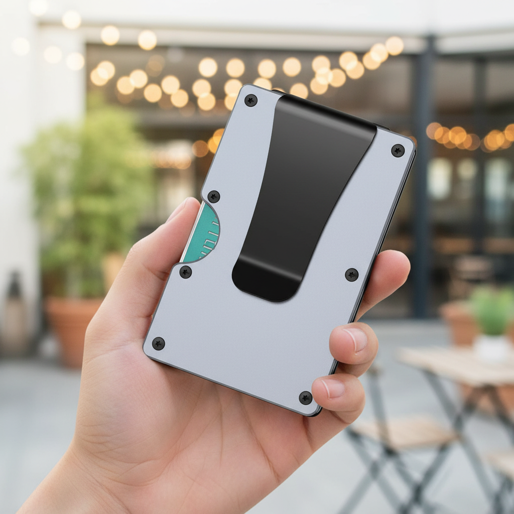 Heren ultradunne slimwallet met RFID-bescherming, perfect voor creditcards en pasjes.