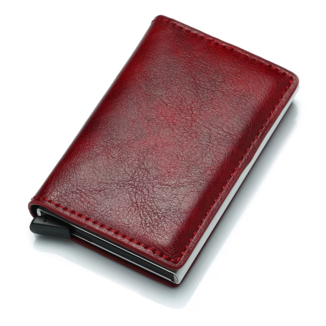 Unisex aluminium geldclip kaarthouder met RFID-bescherming. Compact en veilig voor pasjes en contant geld.