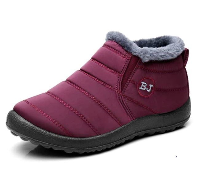 Blauwe dames snowboots, comfortabele winterlaarzen met rits, perfect voor sneeuw en ijs.