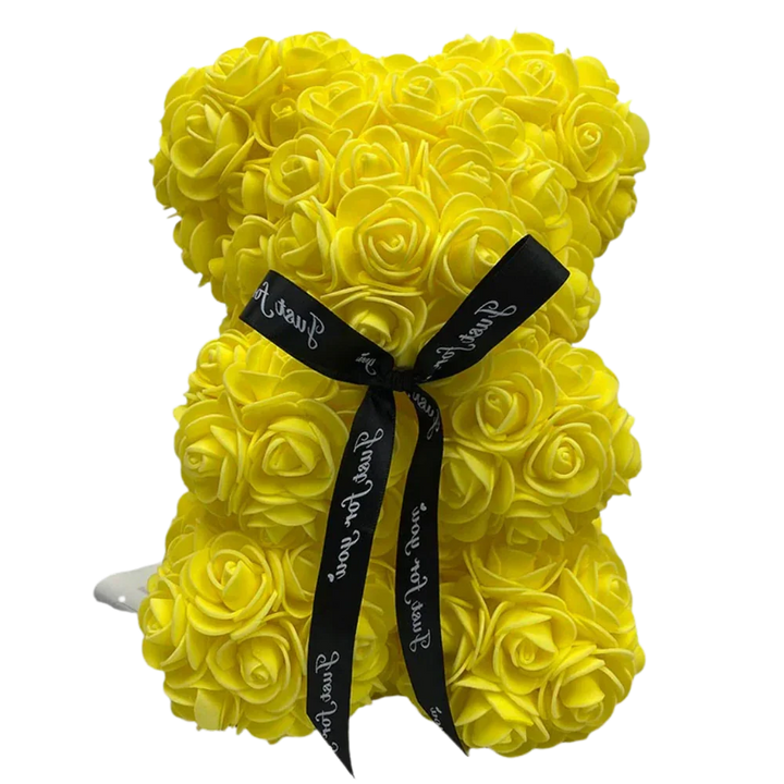 Decoratieve rozen teddybeer, een veelzijdige knuffel en uniek cadeau met bloemen.