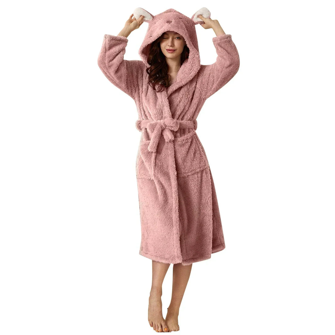 Schattige dames badjas met konijnenoren, ultrazacht voor maximaal comfort, ook als huispak.