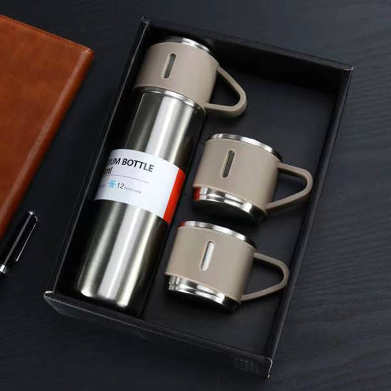 Hoogwaardige roestvrije stalen thermoskan, 500ml. Duurzaam & betrouwbaar voor warme of koude dranken.