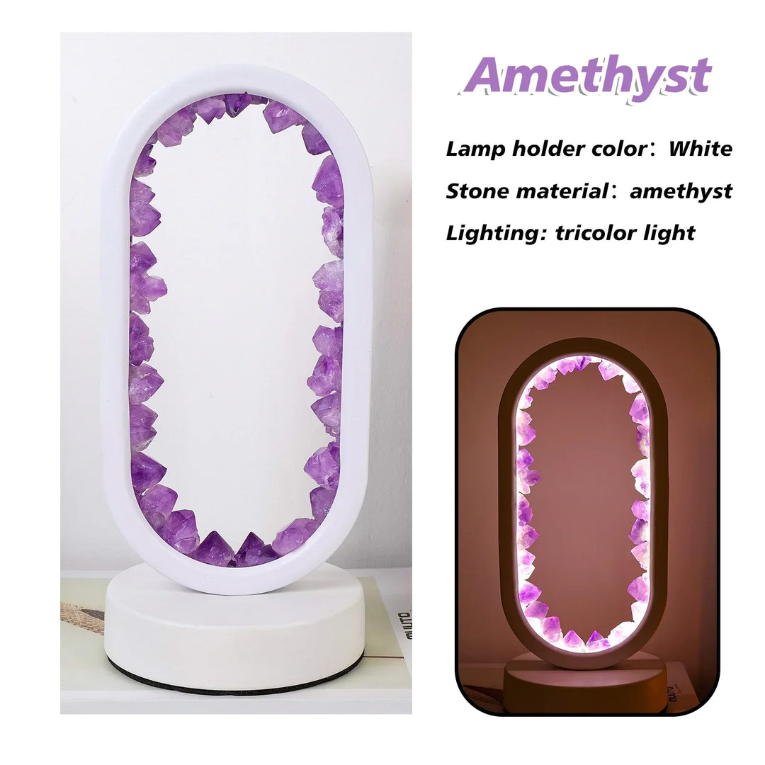 Eenheid van paars amethist en blauw celestiet in deze unieke AuraStone kristal lamp.