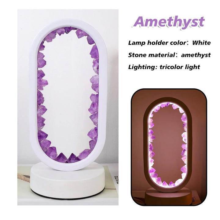 Eenheid van paars amethist en blauw celestiet in deze unieke AuraStone kristal lamp.
