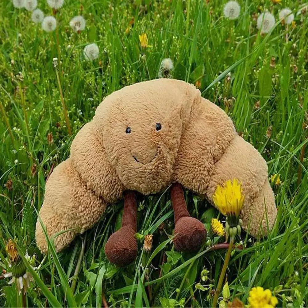 Origineel cadeau: unisex pluche croissant kussen, ideaal als zacht knuffel speelgoed of leuke kamerdecoratie.