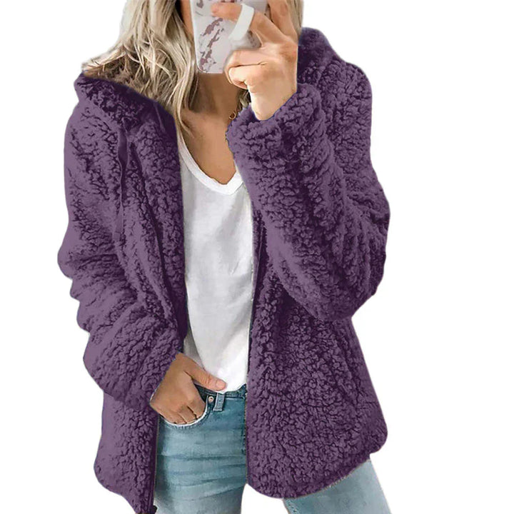 Dames winter hoodie: zachte pluche met rits en capuchon voor optimaal comfort en warmte.
