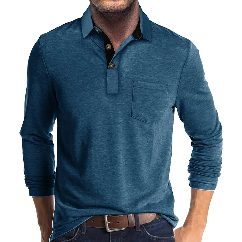 Klassieke herenpolo lange mouwen, tijdloos design en veelzijdig voor dagelijkse stijl.