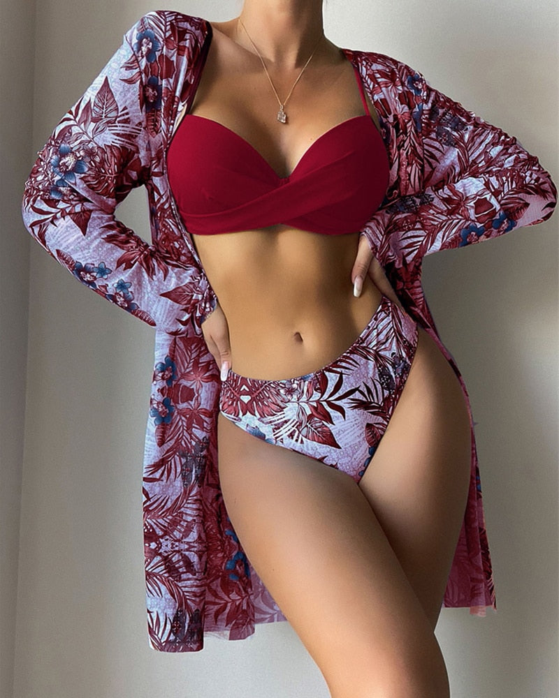 Dames vakantie set: bikini met losse strandjurk/cover-up.