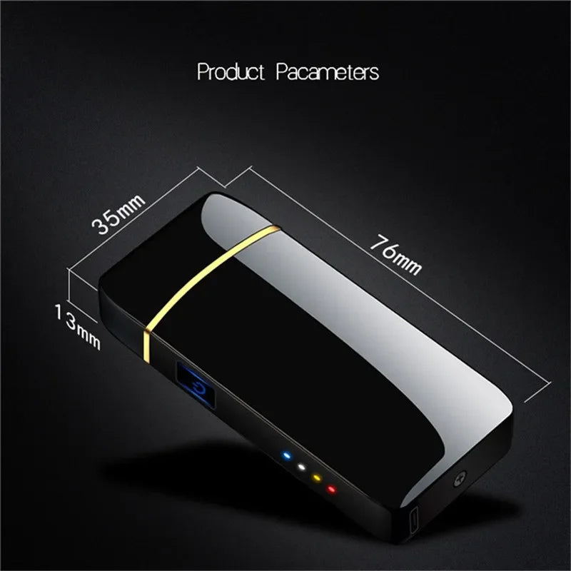 Innovatieve USB plasma aansteker, winddicht en duurzaam. Metaal, oplaadbaar gadget.