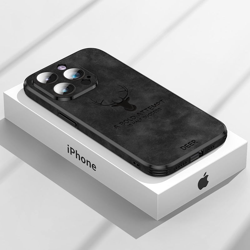 Schokbestendig iPhone hoesje van luxe leer, perfect voor dagelijkse bescherming en een chique look.