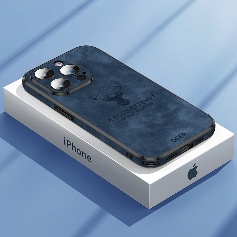 Stijlvol leren iPhone cover, duurzaam en slank, met uitstekende bescherming tegen stoten.