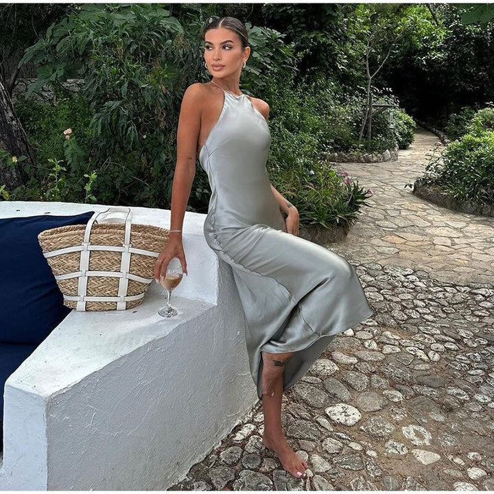 Luxe mouwloze dames avondjurk, een elegante lange maxi-jurk geschikt voor chique feestelijke gelegenheden.