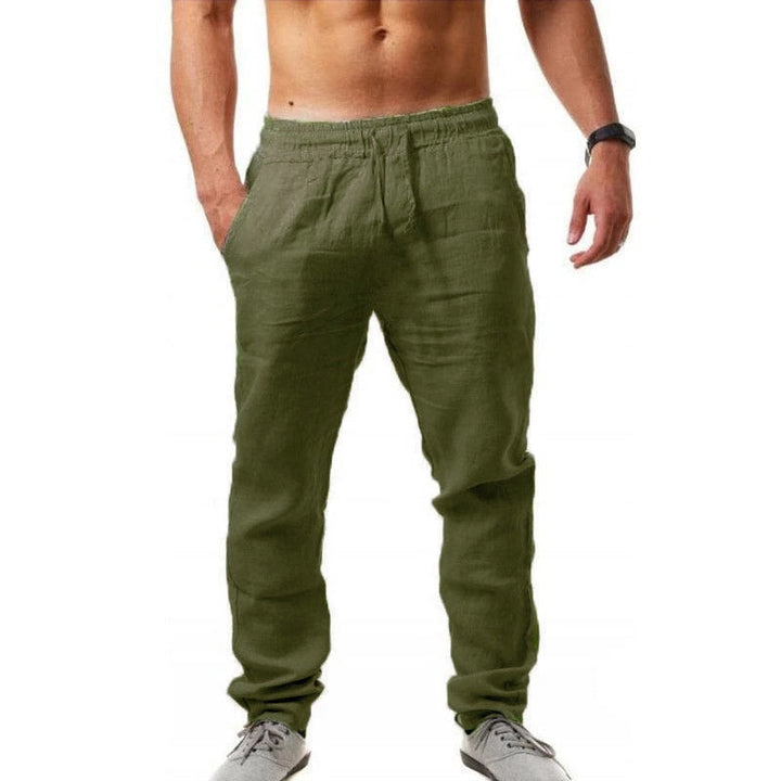 Heren strandbroek met linnenlook, elastische taille en relaxte pasvorm, perfect voor de zomer.