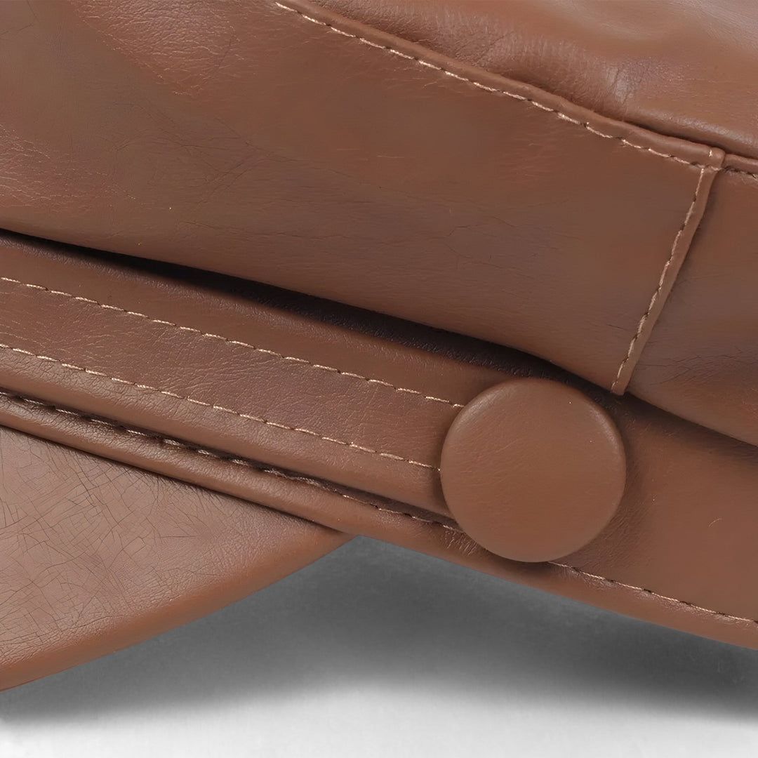 Comfortabele en stijlvolle achthoekige damesmuts van PU-leer, ideaal voor een modieuze look.