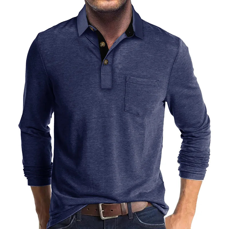 Zachte herenpolo met lange mouwen, ademend en comfortabel, perfect voor gelaagde kleding.