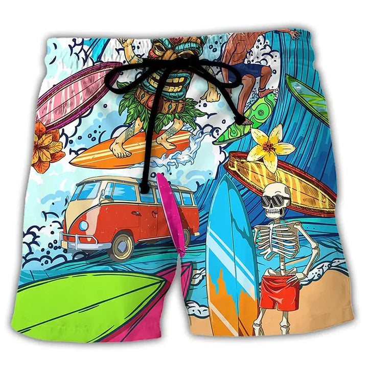 Levendige graffitiprint herenzwembroek, kleurrijk en modern. Ideaal als zwemshort of strandmode.