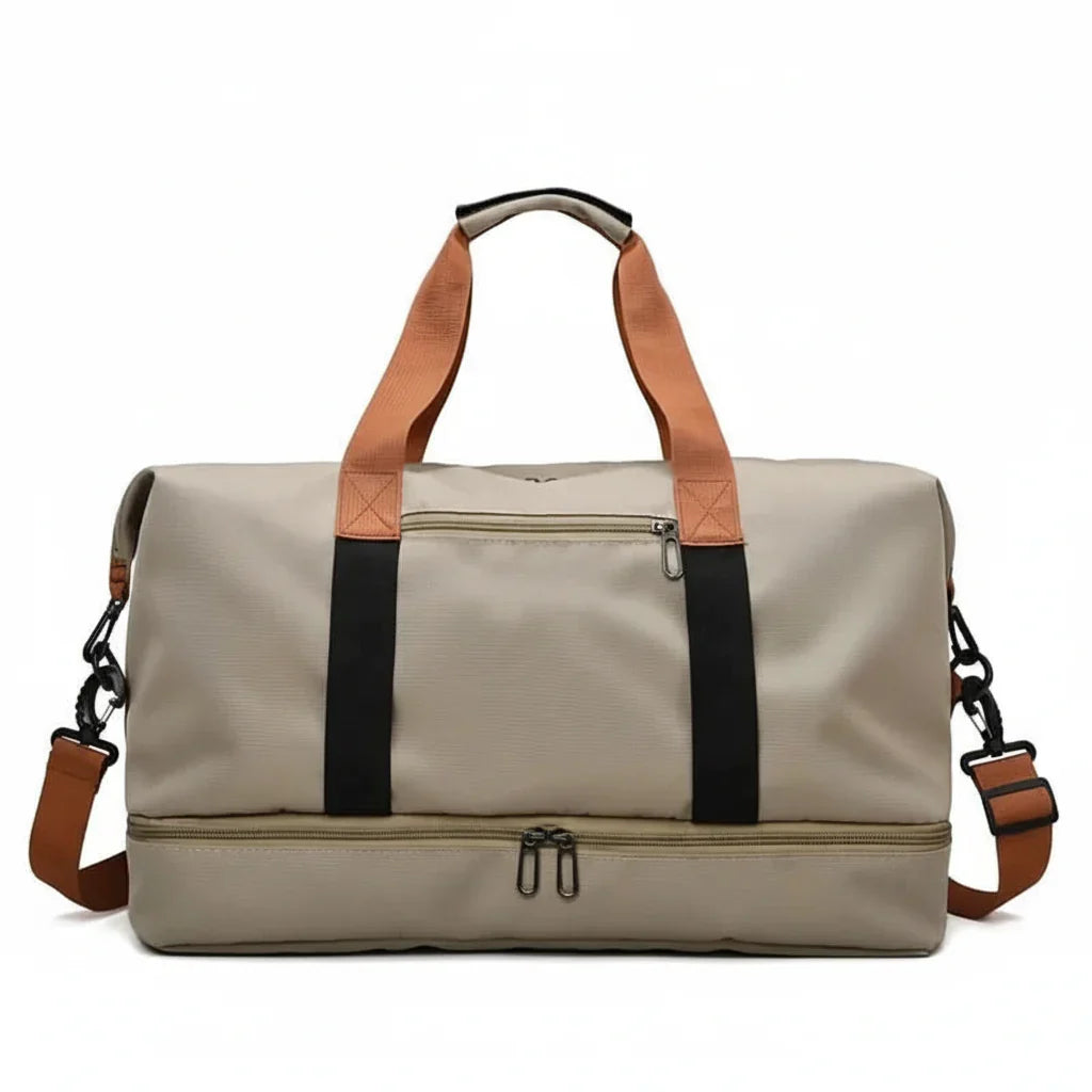 Duurzame duffelbag, ideaal als sport- of weekendtas, met apart schoenenvak en natcompartiment.