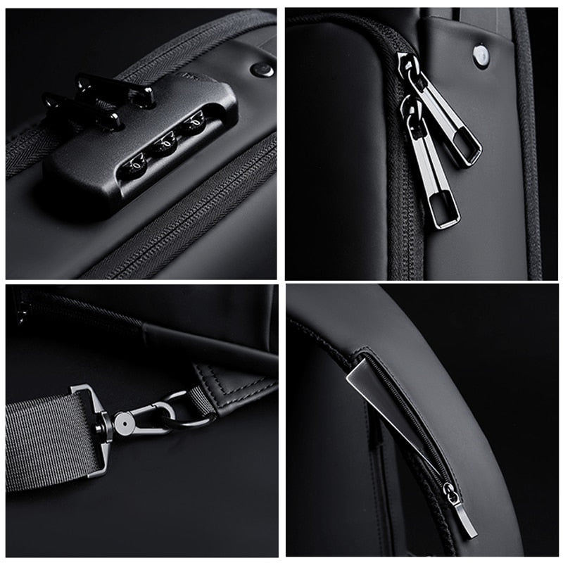 Stijlvolle heren crossbody tas Trav met geïntegreerde USB-poort voor opladen onderweg. Praktisch design.