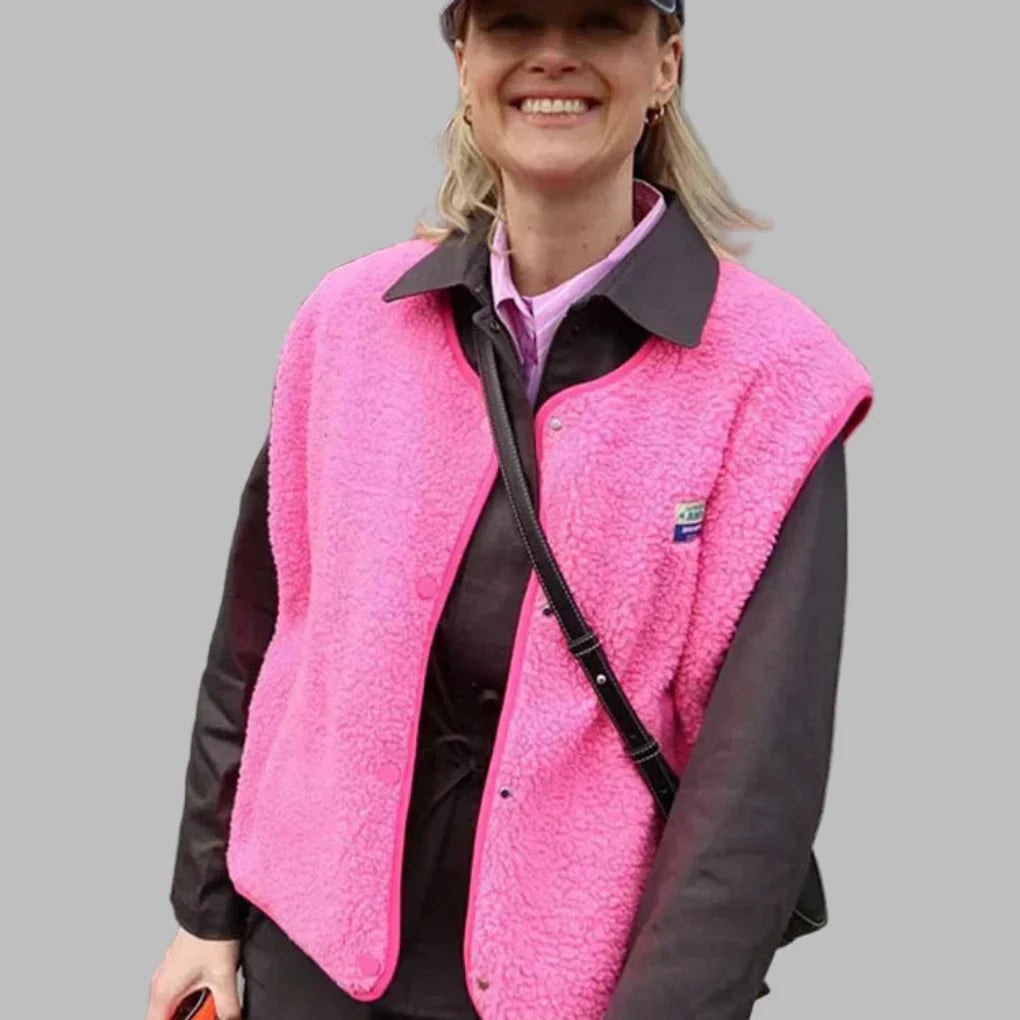 Stijlvol lichtgewicht damesvest in rozerood, ideaal voor gelaagde looks. Comfortabel polyester voor lente/zomer mode.