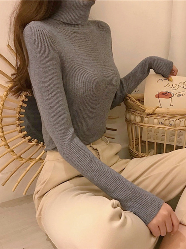 Stijlvolle dames coltrui, modebewust gebreid voor winterse elegantie en comfort.