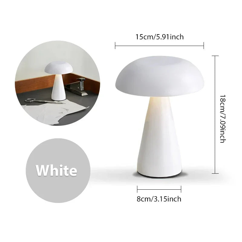 Iconische retro paddenstoellamp met moderne dimbare LED technologie. Oplaadbaar, draadloos voor overal licht.
