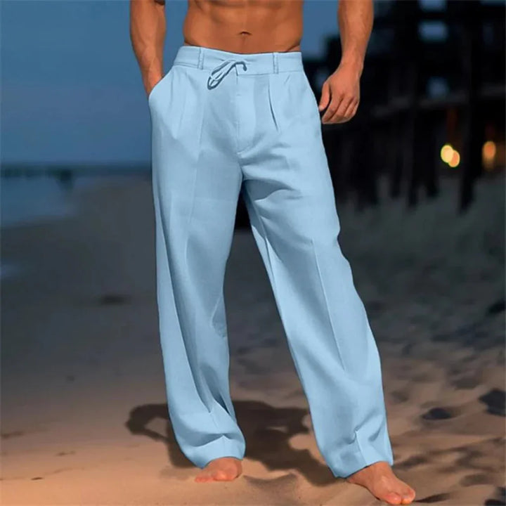 Stijlvolle heren casual linnen broek, perfect voor warme zomerdagen met zijn ademende stof.