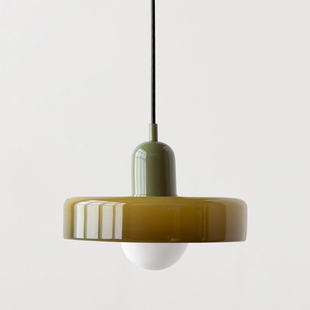 Design hanglamp ColorLoop: glazen Bauhaus lamp, verstelbaar voor optimale sfeer binnenshuis.