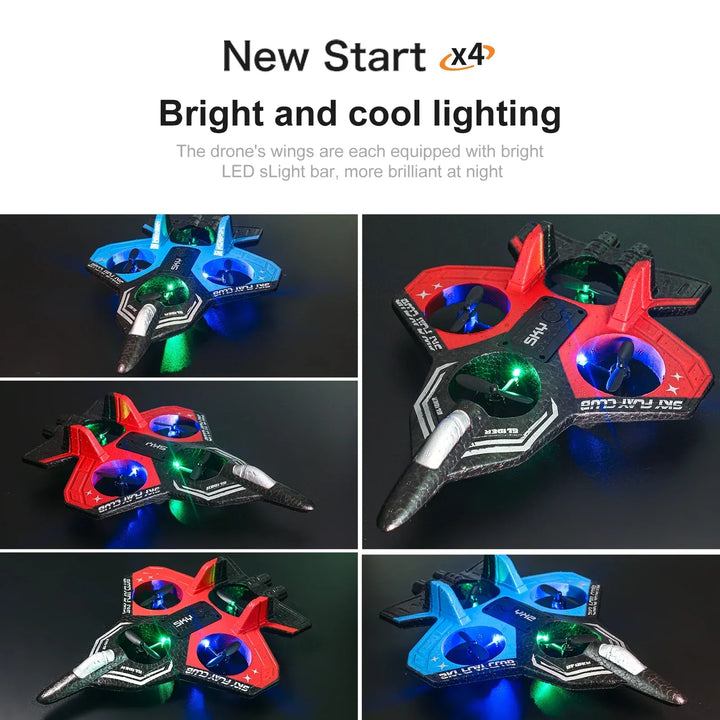 Vliegend speelgoed RC vliegtuig met heldere LED verlichting, leuk voor stunts en avondvluchten.