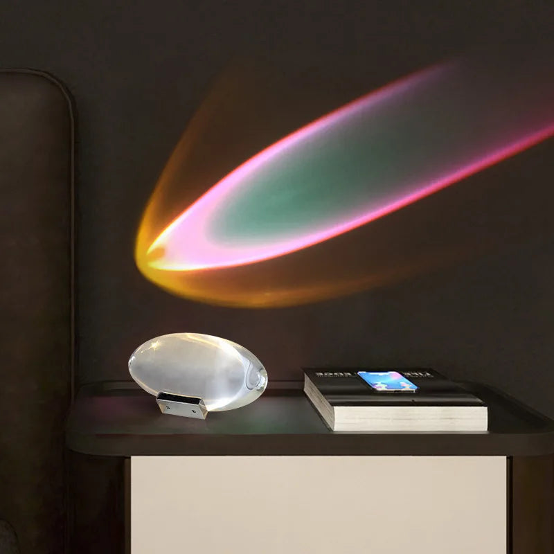 Decoratieve StarGlow kristal oog led-nachtlamp voor interieur met projectie van een rustgevende sterrenhemel.