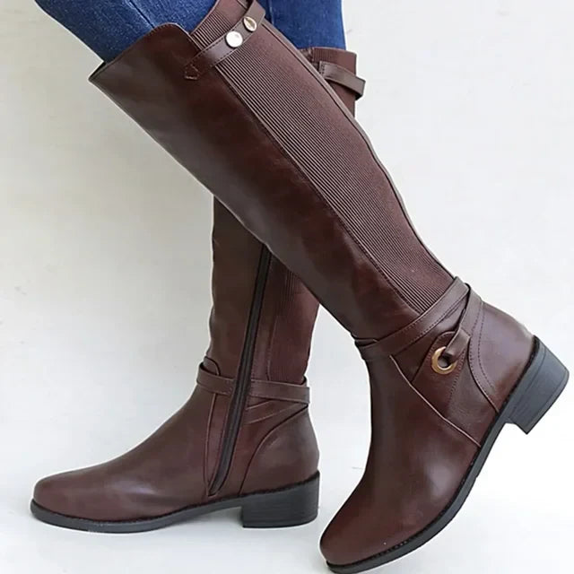 Warme winterlaarzen voor dames, met comfortabele dikke hak en stijlvol design.